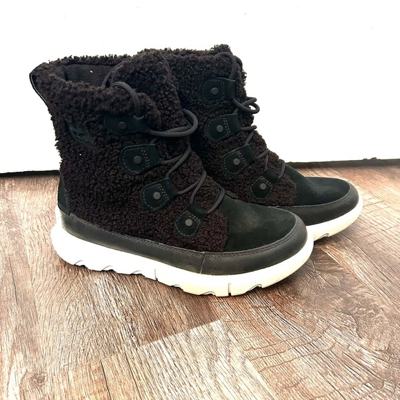 Sorel Shoes - Sorel Explorer Next Joan Cozy Boots Black White Fall Winter 7